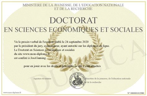 Doctorat En Sciences Economiques Et Sociales