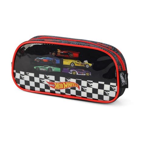 Kit Mochila De Rodinha Hot Wheels Veiculos Lancheira Estojo Papelaria Pigmeu