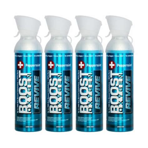 Boost Oxygen Natural Portable 10 Liter Pure Oxygen Canister Peppermint 4 Pack 4 Piece Kroger