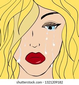 Drawn Crying Blonde Woman Face Stock Vector Royalty Free 1321209182 Shutterstock