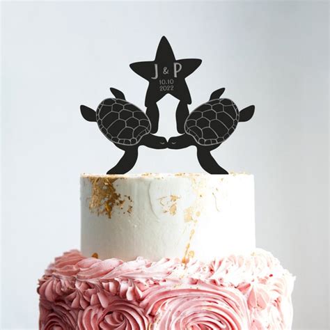 Sea Turtle Wedding Toppersea Turtle Beach Wedding Cake Etsy