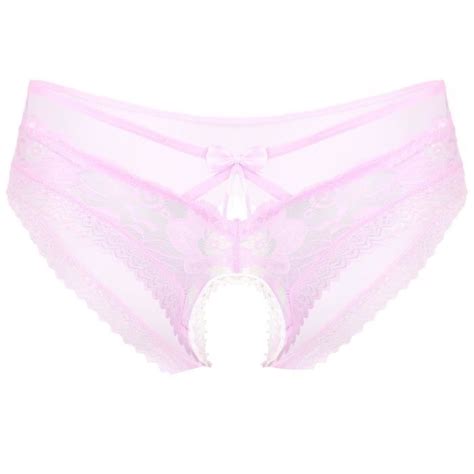 YONGHS FR String Ouvert Homme Sexy Lingerie Sissy Panties Dentelle Slip Gay Erotique Culotte L