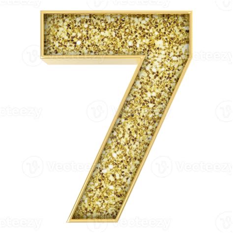 7 Number Gold 3d Render 44648541 Png