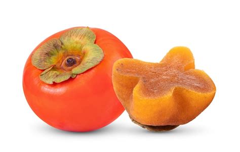 Premium Photo Fresh Ripe Persimmons And Dry Isolated On White