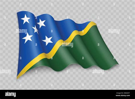 D Realistic Waving Flag Of Solomon Islands On Transparent Background