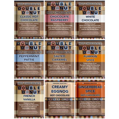 Double Donut Flavored Hot Chocolate Packets Gourmet Hot Cocoa Mix Variety Pack Count
