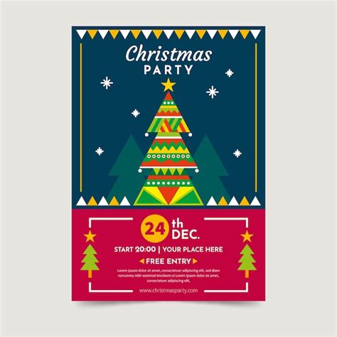 Free Vector Christmas Poster Template With Colorful Geometric Shapes