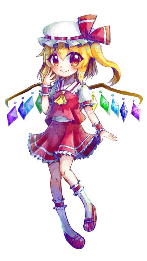 Safebooru Girl Ascot Blonde Hair Blush Breasts Closed Mouth Collared Shirt Crystal Flandre
