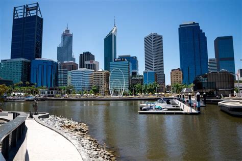 Perth City View From Elizabeth Quay Bridge With The Spanda Sculpture In