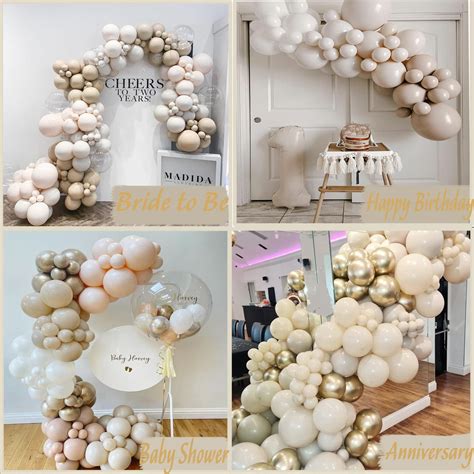 Snapklik Balloon Arch Kit Double Stuffed Nude Beige White Gold Balloon Garland Kit