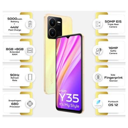 Vivo Y35 128 GB, 8 GB RAM, Dawn Gold, Mobile Phone - JioMart