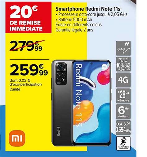 Promo Smartphone Redmi Note S Xiaomi Chez Carrefour Icatalogue Fr