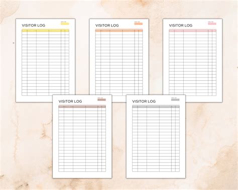 Printable Visitor Log, Visitor Log Sheet, Visitor Logbook, Visitor ...