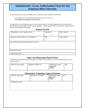 Fillable Online Tech Sfsu Remote Access Authorization Form San