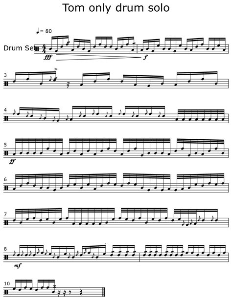 Tom Only Drum Solo Sheet Music For Drum Set