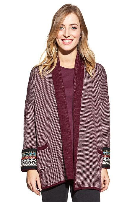 Cosmo Feinstrickjacke Offene Front Legerer Schnitt Rot Jetzt