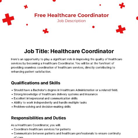Free Healthcare Coordinator Job Description Template To Edit Online