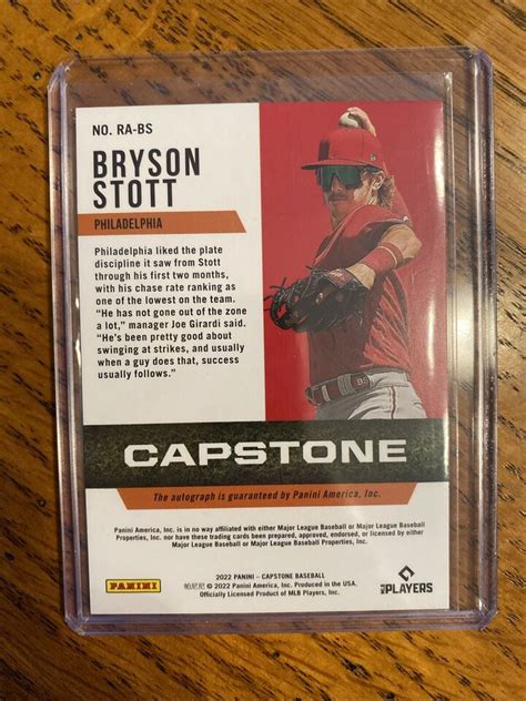 Panini Capstone Bryson Stott Rc Rookie Auto Phillies Autograph Ra