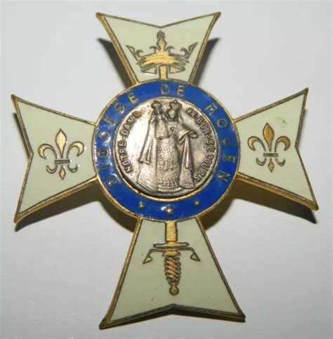 INSIGNE ÉMAILLÉ CROIX de diocèse ROUEN EUR 15 00 PicClick FR