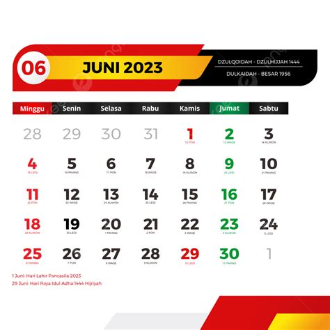 Calendario Juni Lengkap Dengan Tanggal Merah Cuti Bersama Jawa Dan