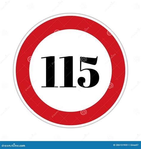 115 Kmph or Mph Speed Limit Sign Icon. Road Side Speed Indicator Safety ...