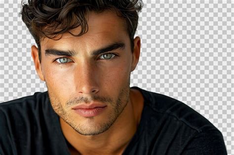 Premium PSD Portrait Of Handsome Brunette Man On Isolated Transparent