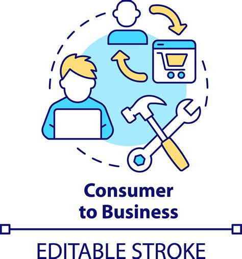 consumidor a negocio concepto icono. cliente proporciona profesional