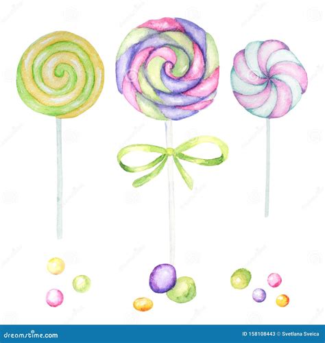 Bright Colors Candy Set Lollipops Bright Colors On White Background