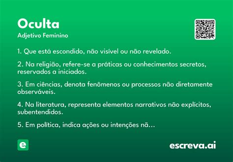 O Que Significa A Palavra Oculta - Oculta - Significado e Sinônimo - escreva.ai