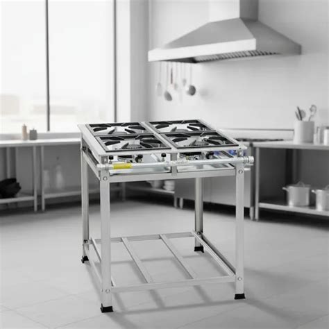 Fogao Industrial 4 Bocas Alta Pressao - Fogão 4 Bocas Inox Em Alta Pressão À Gás Industrial S/forno Prateado À ...