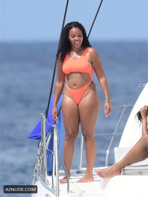 Angela Simmons Sexy In An Orange Bikini With Friends In Barbados Aznude