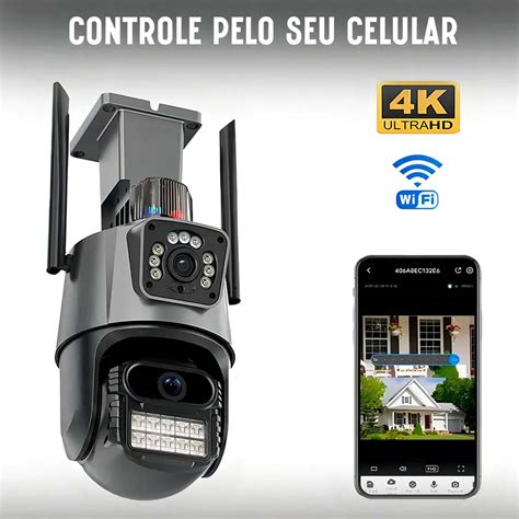 Camera Com Cerca Virtual E Alarme - Camera de Segurança Dual Lente Wifi App Duas Lentes Sirene Alarme ...