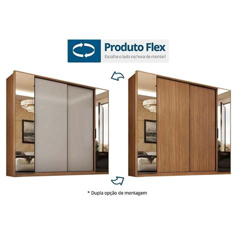 Guarda Roupa Portas E Gavetas C Espelhos Laredo Amendola Nude