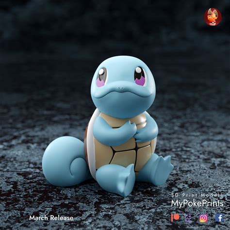 Pokemon Fan Made Squirtle Figure Mypokeprints 3D Printed Sitting