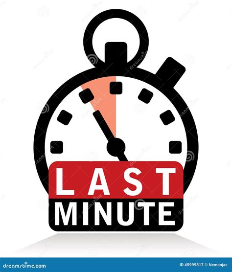 Last Minute Sign With Stopwatch Stock Illustration - Image: 45999817