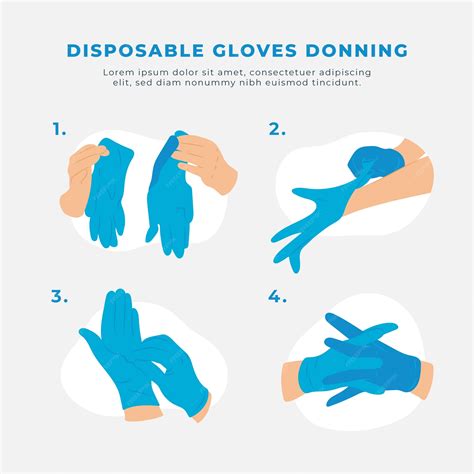 Premium Vector | Disposable gloves donning infographic