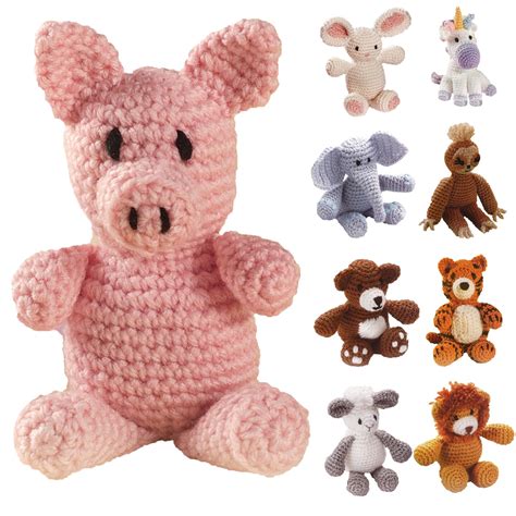 Leisure Arts Little Crochet Friend Animals Crochet Kit, Pig, 8 ...