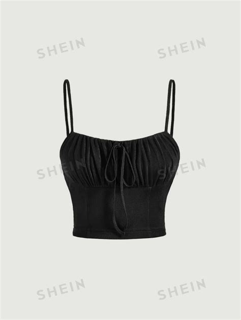 Shein Mod Ruched Bust Tie Front Cami Top Shein Usa