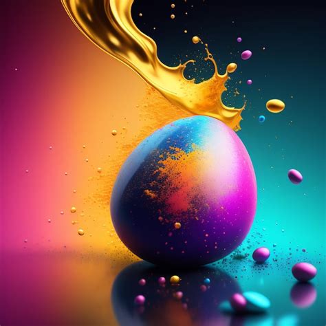 Premium AI Image | A colorful egg with a yellow liquid in it