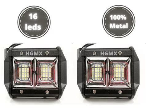 Par Faros 12 Led Dually Fijo Estrobo Auto Moto 100 Metal Meses Sin