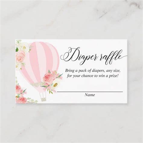 Blush Pink Hot Air Balloon Diaper Raffle Cards Zazzle
