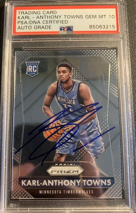 Karl Anthony Towns Signed Panini Prizm Rookie Rc Psa