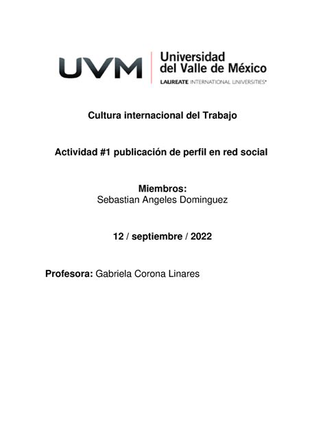 A1 SAD Este Trabajo Es Sobre Cultura Internacional Del Trabajo De La