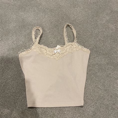 Coquette Lace Nude Tank No Sign Of Wear Depop