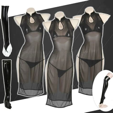 Cos Anime Net Cheongsam Bikini Cosplay Costume Lacquer Bikini Set Bronzing Leather Hot Sexy