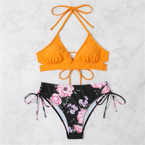 Hot Sanrio With Chest Cushion Sexy Split Body Bikini Kawaii Kuromi Comic Halter Ventilation