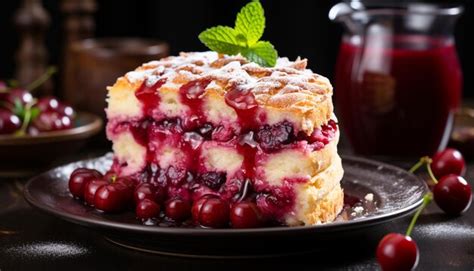 Premium Photo Homemade Berry Cheesecake On Rustic Wood Plate