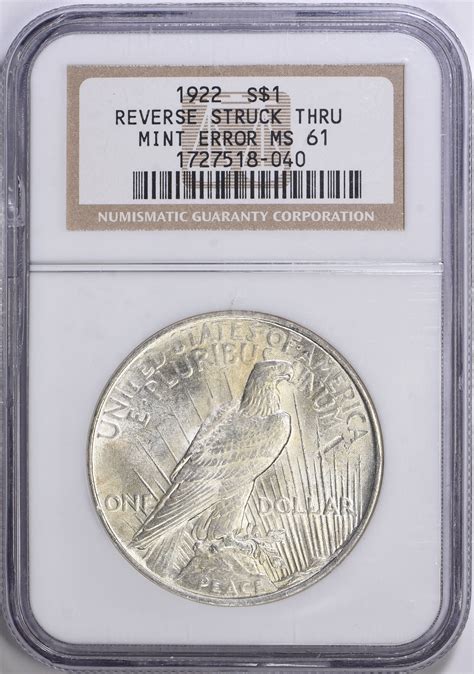 mint error  peace silver dollar reverse struck  ngc ms