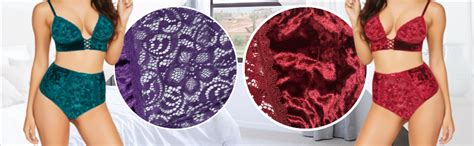 Amazon EVELUST Lingerie Set For Women Crushed Velvet Bra And High Waist Strappy Panty Cute