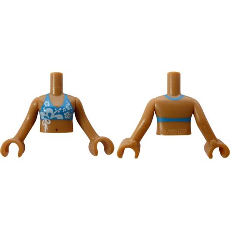 LEGO Medium Dark Flesh Friends Torso With Bikini Top With Flowers Pattern 92456 Brick Owl